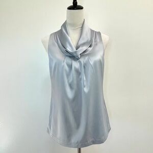 Ann Taylor Elegant Silver Satin Blouse